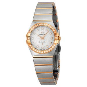 Constellation Mother of Pearl Diamond Dial Brushed Steel Watch 123.25.24.60.55.002