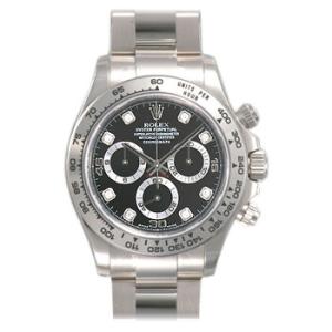 Cosmograph Daytona Black With 8 Diamonds Dial 18K White Gold Oyster Bracelet Automatic Watch 116509BKDO