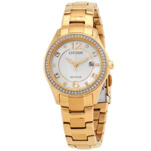 Crystal EcoDrive Champagne Dial Watch FE114779P