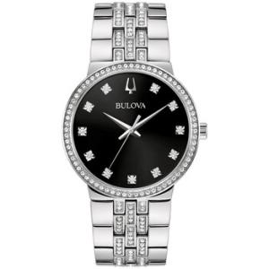 Crystal Quartz Black Dial Watch 96K110
