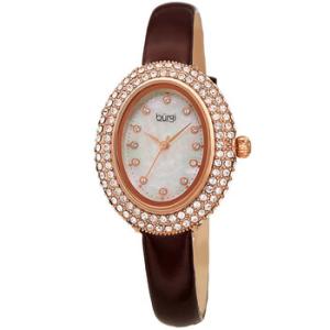 Crystal White Dial Brown Leather Watch BUR234BR