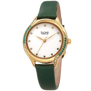 Crystal White Dial Green Leather Watch BUR239GN