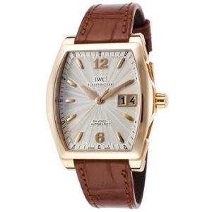 Da Vinci Silver Dial 18kt Rose Gold Brown Leather Watch IW452311