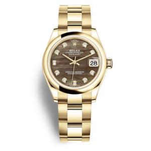 Datejust 31 Black Mother of Pearl Diamond 18kt Yellow Gold Oyster Watch 278248BKMDO
