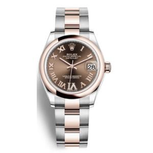 Datejust 31 Chocolate Dial Automatic Steel and 18kt Everose Gold Oyster Watch 278241CHRDO