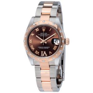 Datejust 31 Chocolate Dial Steel and 18K Everose Gold Diamond Watch