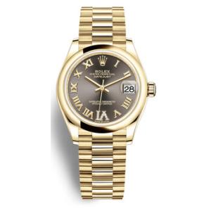 Datejust 31 Dark Grey Dial Automatic 18kt Yellow Gold President Watch 278248GYRDP