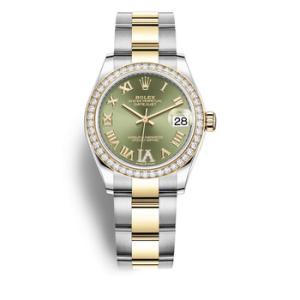 Datejust 31 Green Diamond Dial Steel and 18kt Yellow Gold Oyster Watch 278383GNRDO