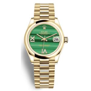 Datejust 31 Malachite Diamond Dial Automatic 18kt Yellow Gold Rolex President Watch 278248MLRDP