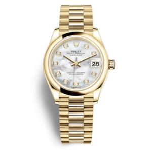 Datejust 31 Mother of Pearl Diamond Dial Automatic 18kt Yellow Gold Rolex President Watch 278248MDP