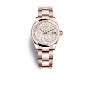 Datejust 31 Mother of Pearl Diamond Pave Dial 18 ct Everose Gold Oyster Watch 278245PAVEO