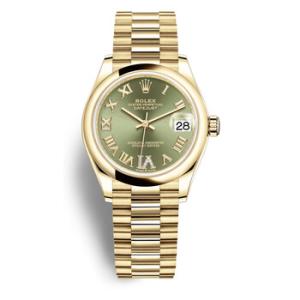 Datejust 31 Olive Green Dial Automatic 18kt Yellow Gold President Watch 278248GNRDP