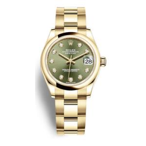 Datejust 31 Olive Green Diamond Dial Automatic 18kt Yellow Gold Oyster Watch 278248GNDO