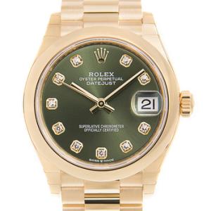 Datejust 31 Olive Green Diamond Dial Automatic 18kt Yellow Gold President Watch 278248GNDP