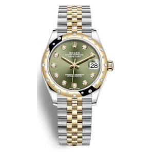 Datejust 31 Olive Green Diamond Dial Automatic Steel and 18kt Yellow Gold Jubilee Watch 278343GNDJ