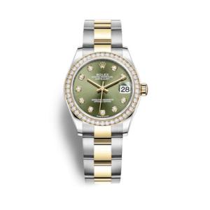 Datejust 31 Olive Green Diamond Dial Automatic Steel and 18kt Yellow Gold Oyster Watch 278383GNDO