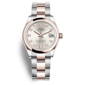 Datejust 31 Silver Diamond Dial Automatic Steel and 18kt Everose Gold Oyster Watch 278241SDO