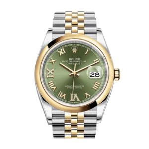Datejust 36 Automatic Olive Green Dial Steel and 18k Yellow Gold Jubilee Watch 126203GNRDJ
