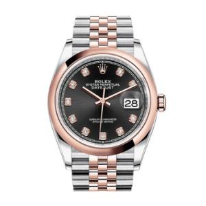 Datejust 36 Black Diamond Dial Steel and 18k Everose Gold Jubilee Watch 126201BKDJ