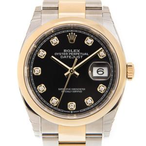 Datejust 36 Black Diamond Dial Steel and 18k Yellow Gold Jubilee Watch 126203BKDO