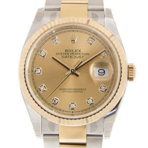 Datejust 36 Champagne Diamond Dial Steel and 18kt Yellow Gold Oyster Watch 126233CDO