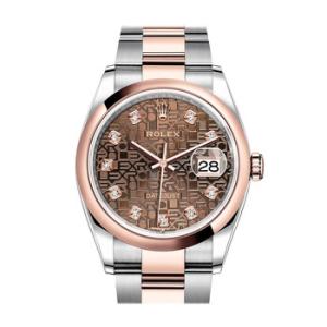 Datejust 36 Chocolate Jubilee Dial Steel and 18k Everose Gold Oyster Watch 126201CHJDO