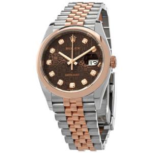 Datejust 36 Chocolate Jubilee Diamond Dial Steel and 18k Everose Gold Jubilee Watch 126201CHJDJ