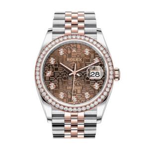 Datejust 36 Chocolate Jubilee Diamond Dial Steel and 18k Everose Gold Jubilee Watch 126281CHJDJ