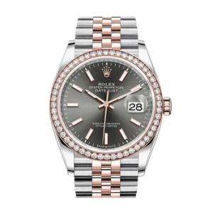 Datejust 36 Dark Rhodium Dial Steel and 18k Everose Gold Jubilee Watch 126281RSJ
