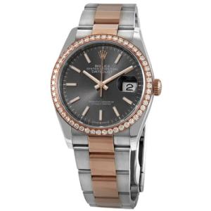 Datejust 36 Dark Rhodium Dial Steel and 18k Everose Gold Oyster Watch 126281RSO