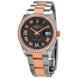 Datejust 36 Dark Rhodium Diamond Dial Automatic Steel and 18k Everose Gold Oyster Watch 126281DRRDO