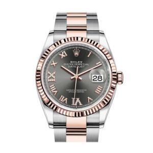 Datejust 36 Dark Rhodium Diamond Dial Steel and 18kt Everose Gold Oyster Watch 126231DRRDO