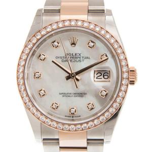 Datejust 36 Mother of Pearl Diamond Dial Automatic Steel and 18k Everose Gold Oyster Watch 126281MDO