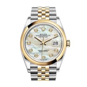 Datejust 36 Mother of Pearl Diamond Dial Steel and 18k Yellow Gold Jubilee Watch 126203MDJ