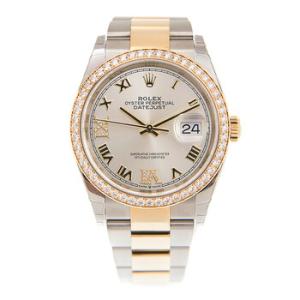 Datejust 36 Silver Diamond Dial Steel and 18kt Yellow Gold Oyster Watch 126283SRDO