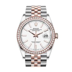 Datejust 36 White Dial Automatic Steel and 18k Everose Gold Jubilee Watch 126281WSJ