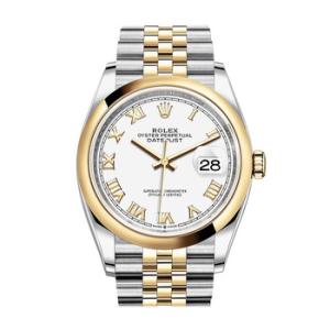 Datejust 36 White Dial Automatic Steel and 18k Yellow Gold Jubilee Watch 126203WRJ