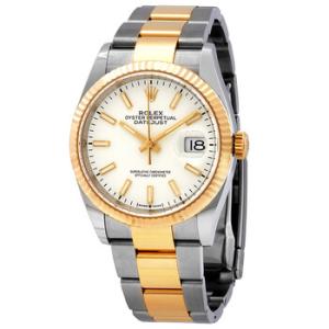 Datejust 36 White Dial Stainless Steel and 18kt Yellow Gold Oyster Watch 126233WSO