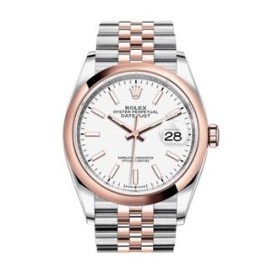 Datejust 36 White Dial Steel and 18k Everose Gold Jubilee Watch 126201WSJ