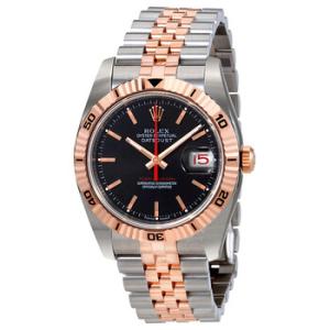 Datejust Automatic Black Dial Pink Gold and Stainless Steel Watch 116261BKSJ