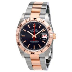 Datejust Black Dial Automatic Pink Gold and Stainless Steel Watch 116261BKSO