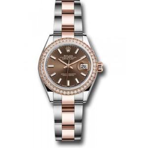 Datejust Chocolate Dial Automatic Steel and 18K Everose Gold Oyster Watch 279381CHSO