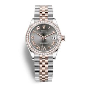 Datejust Dark Rhodium Roman Dial Automatic Steel and Everose Gold Jubilee Watch 278381DRRDJ