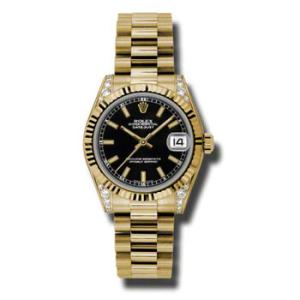 Datejust Lady 31 Black Dial 18K Yellow Gold President Automatic Watch 178238BKSP