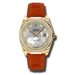 Datejust Mother of Pearl Diamond Dial Red Leather Watch 116188WMDL