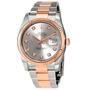 Datejust Silver Dial Diamond Steel and 18K Everose Gold Watch 116231SDO