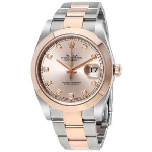 Datejust Sundust Diamond Dial Steel and 18K Everose Gold Watch 126301SNDO