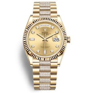 DayDate 36 Champagne Dial 18kt Yellow Gold DiamondSet President Watch 128238CDDP