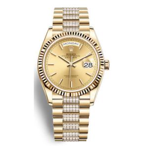 DayDate 36 Champagne Dial 18kt Yellow Gold DiamondSet President Watch 128238CSDP