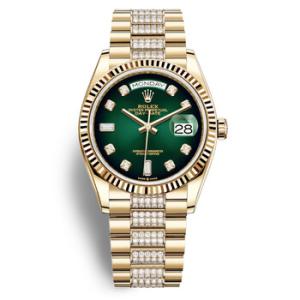 DayDate 36 Green Dial 18kt Yellow Gold DiamondSet President Watch 128238GNDDP